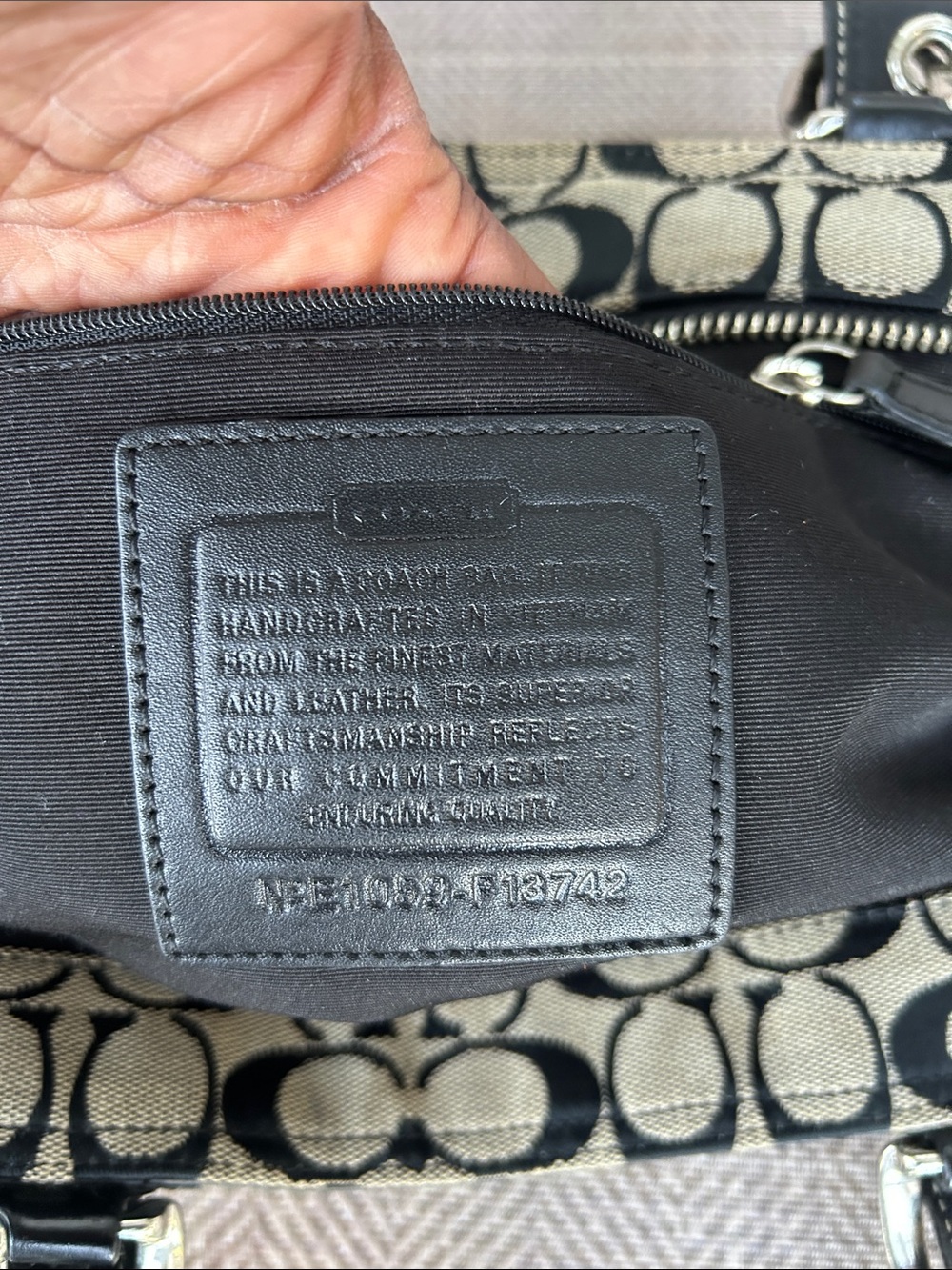 Coach F13742 Soho Black Pleated Leather Trim Signature Canvas Shoulder Bag. - Picture 2 of 16